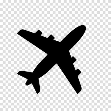 Airplane sign icon on a transparent background