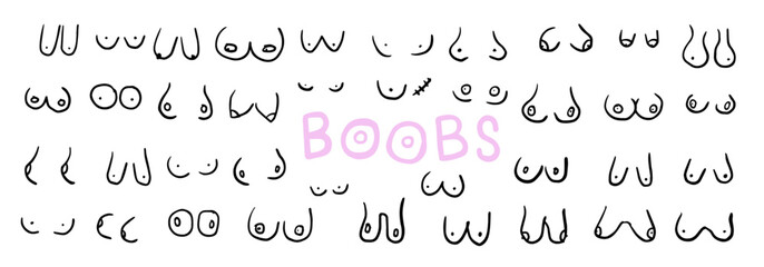 body positive woman, types of female breasts. flat illustration doodle.  © Lisa