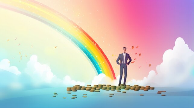 Over the rainbow symbolize business career growth