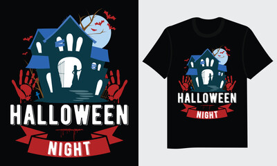 Halloween night. Realistic T-shirt design