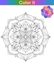 Coloring book page mandala yoga flower meditation for woman kids 