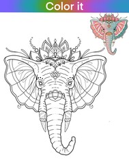 Elephant coloring book pages mandala for meditation adult and children 