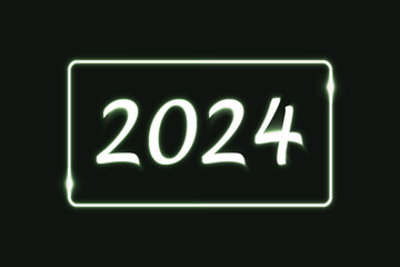 New year 2024 neon effect symbol vector. 