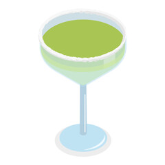 3D Isometric Flat Vector Set of Cocktails, Drinks in Different Types of Glasses. Item 2