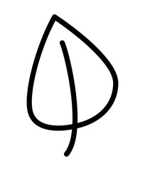 Leaf doodle hand drawn in flat shape, png isolated on transparent background