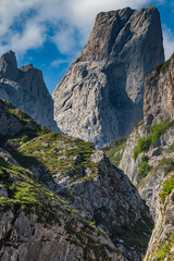 Bulnes in the Picos de Europa - The beautiful village of Bulnes on the hiking route of the Picos de Europa during springtime