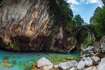 Picos de Europa, Spain - Water flowing through the beautiful mountains of the Picos de Europa...