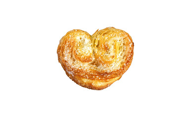 Palmier biscuit isolated on white background, little heart biscuit isolated
