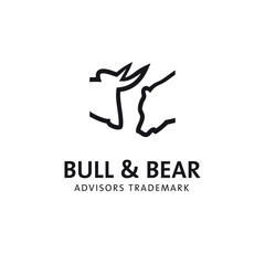 Fototapeta na wymiar Bulle und Bär, Company Logo, schwarz