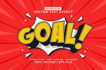 Editable text effect Goal 3d Cartoon Comic style premium vector