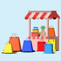 Obraz premium Design Flat Vector Sale and Shop Illustration