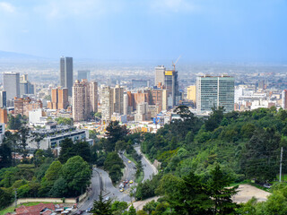 Obraz premium View to skyline of Bogota from mountain Monserrate