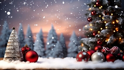 Fototapeta na wymiar Happy New Year 2024, Christmas and New Year holidays background, winter season. AI Generated