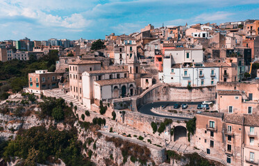 Obraz premium Aerial view of Ragusa Town, Sicily, Italy. Ancient city.
