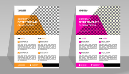 Corporate business flyer template design with yellow and pink color. marketing, business proposal, promotion, advertise, publication, cover page. new digital marketing flyer.
