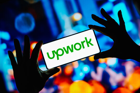 September 7, 2023, Brazil. In this photo illustration, the Upwork logo is displayed on a smartphone screen.