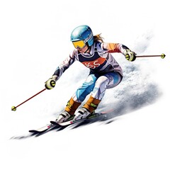Fototapeta na wymiar young professional female skier