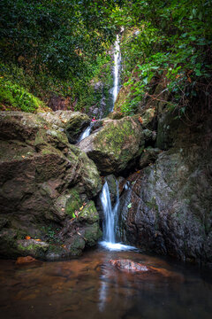 Nakorn Nayok - Thailand December 5, 2020 : Pha Ngam Ngon Waterfall in Khun dan prakan chon dam,Nakorn Nayok,Thailand.