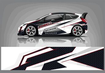 Car wrap decal design vector rally race vehicle speed sport.
