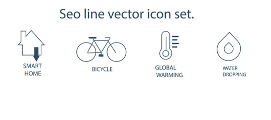 Seo line vector icon set. Search engine optimization, website symbols. Web business outline icons, editable stroke.