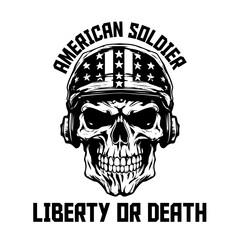 Monochrome Military Skull and Soldier Helmet: Perfect for Logo, Label, Emblem, Sign, Brand Mark, Poster, T-shirt Print, and More in USA Army Theme. - PNG, Transparent Background