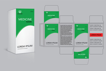 Medicine package box design. healthcare medicine box package creative design. medicine box vector design.
