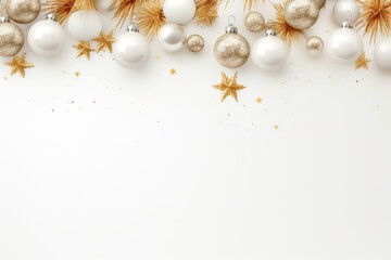 White Minimalistic Christmas Flatlay Background