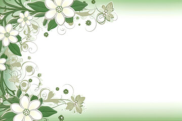 Flower arrangement with copy space. Vintage template greeting card base design. Floral banner, poster, white background.