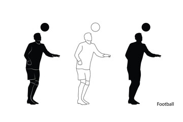 Fototapeta na wymiar Football Silhouette Sport. football soccer player man in action isolated white background. Vector illustration