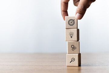 Concept of business strategy and future sustainable business finance action plan. Businessman...