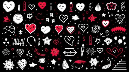 Set of cute pen line doodle element vector Hand-drawn