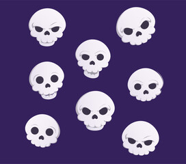 Set of Skeleton, Skeleton with emotion for your design for the holiday Halloween. Collection and bundle