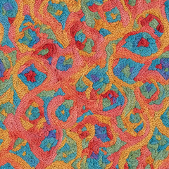 Fototapeta na wymiar Colorful geometric shapes carpet seamless pattern. Generative AI