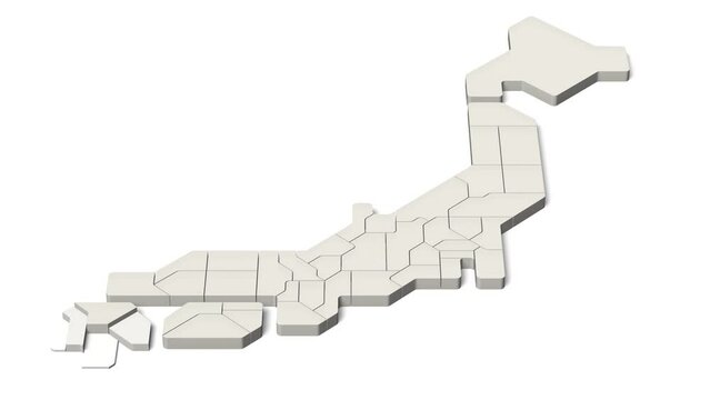 簡略化された3D日本地図のアニメーション