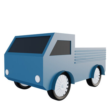 3d render blue car icon with isolated view