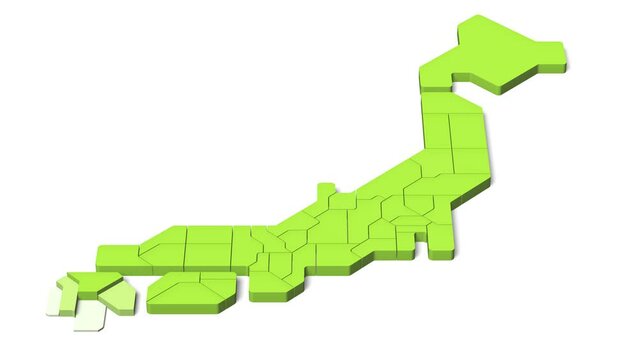 簡略化された3D日本地図のアニメーション