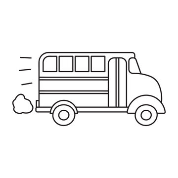 Hand drawn Kids drawing Cartoon Vector illustration flat school bus icon Isolated on White Background