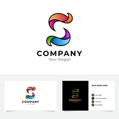 Fototapeta premium Initial letter S logo and business card design
