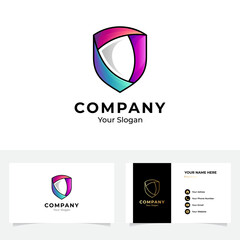 Simple shield logo and business card design
