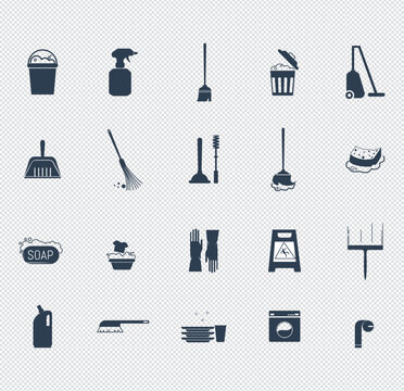 Simple Set of Disinfection and Cleaning Related Vector Line Icons. Contains such Icons as Man in Disinfection Protective Suite, Sanitizer, Spray more.