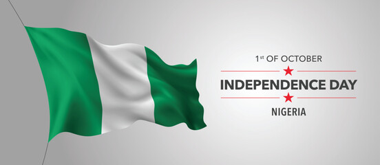 Nigeria happy independence day greeting card, banner with template text vector illustration