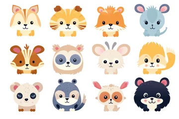 Stickers meubles Ensemble d animaux mignons Set of characters of small cartoon animals isolated on white background