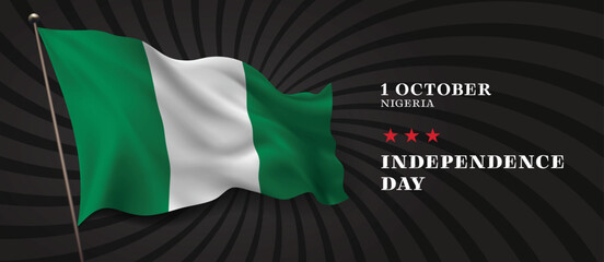 Nigeria independence day vector banner, greeting card