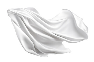Flying white silk fabric.  Cutout on transparent background - 644971480