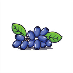 A Bunch of Blue Berberine Fruit Icon- Vibrant Vector Illustration