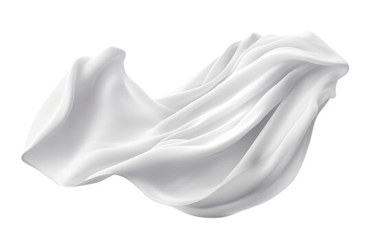 Flying white silk fabric.  Cutout on transparent background	