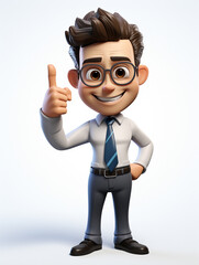 Ai generative happy 3d business man on transparent white background