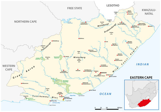 Vector map of  Eastern Cape map, South Africa