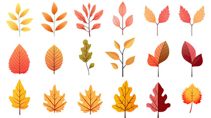 Obraz premium Autumn leaves set.Leaves icon set. Silhouette style