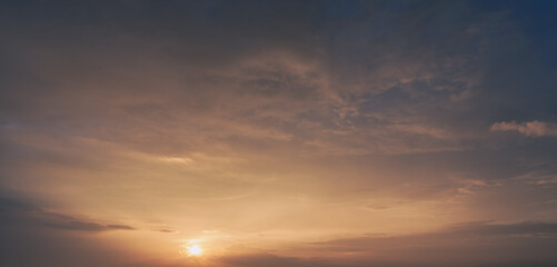 Naklejka na ściany i meble Dusk, Sunset sky clouds in the evening with sundown on twilight, Horizon sky Background 